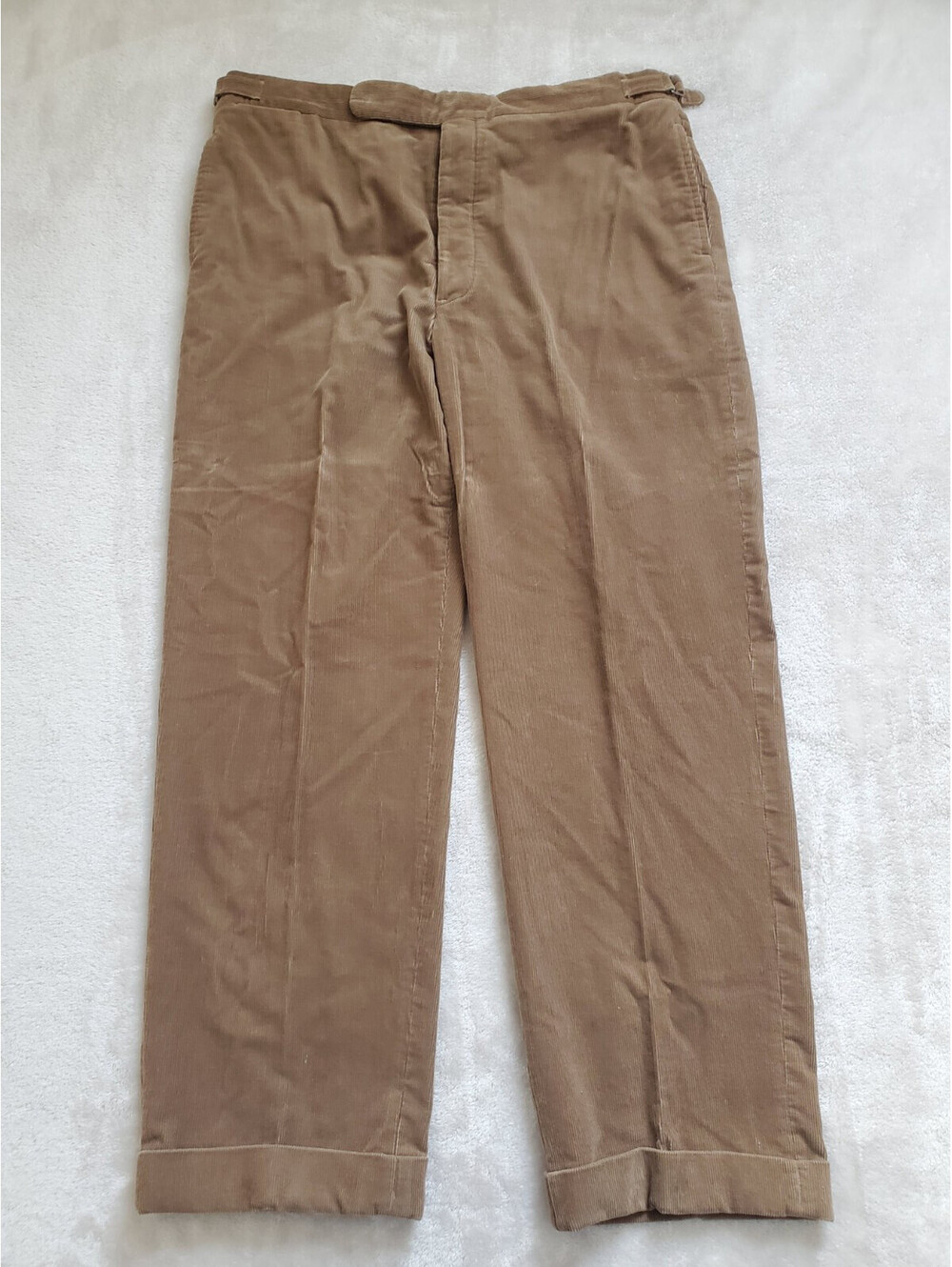 Polo Ralph Lauren Corduroy Pants Brown 38x29 Cuffed Buckle Flat Front